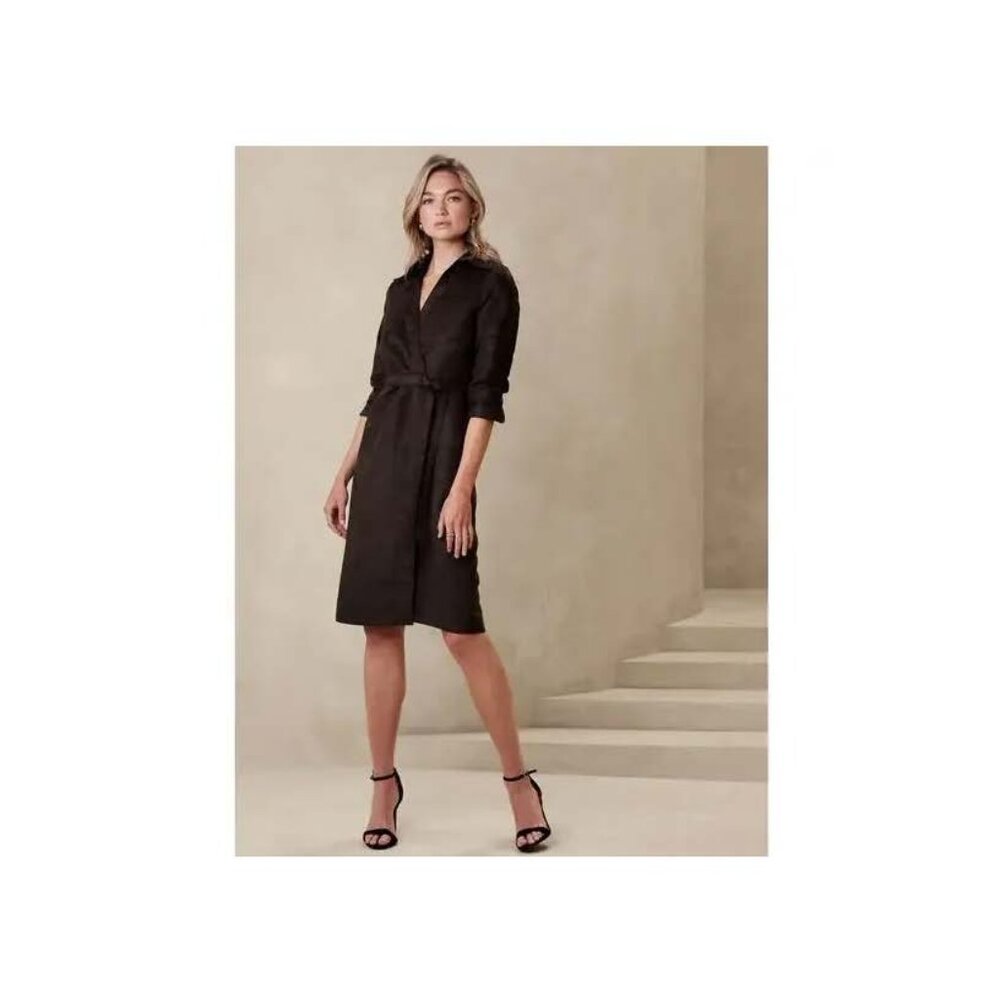 Banana Republic Factory Brown Vegan Suede Wrap Dress Size 12  NWT